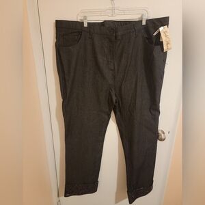 Gold Flava Crop Pants Womens Plus Size 26 3X 46x29 Metalic Hem NWT Rockabilly